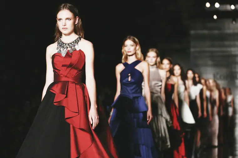 Evening gowns in the finale walk