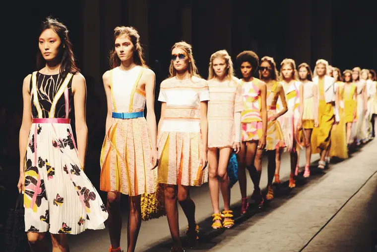 Runway finale line-up in pastel looks