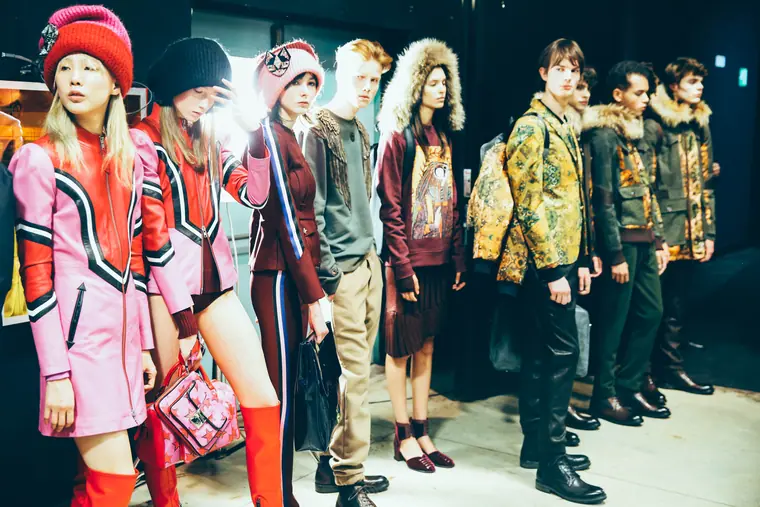 Runway line-up in colourful sportswear