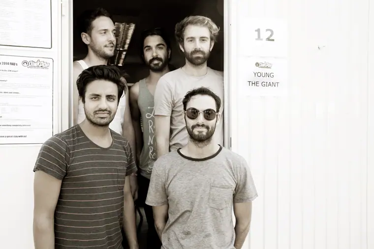 Young the Giant, band portrait against a white wall